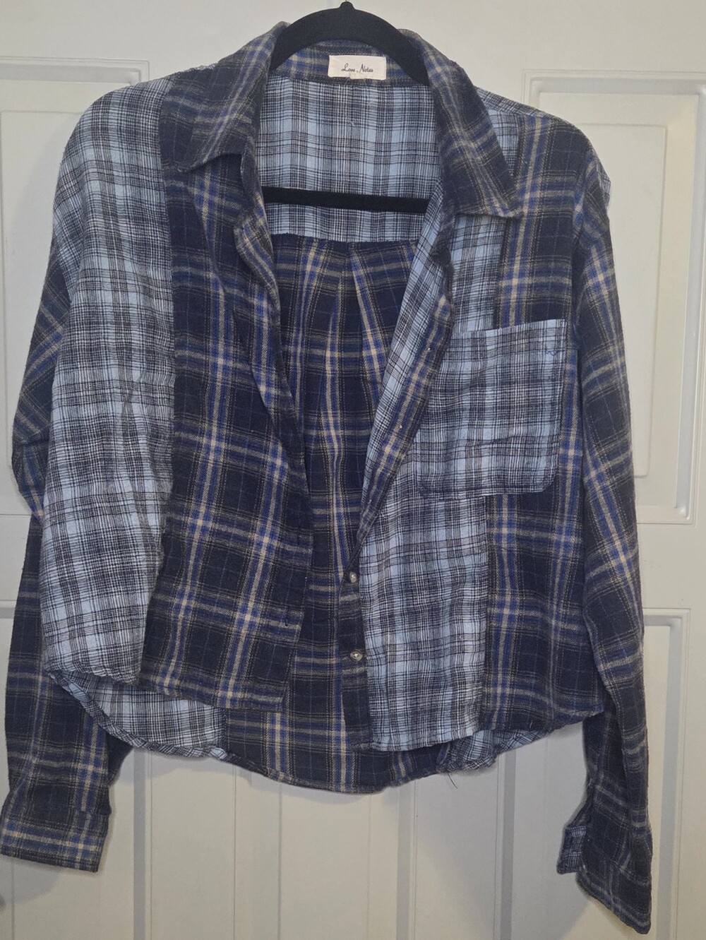 Love Notes - Blue Plaid Slightly Cropped Button-Down Shirt